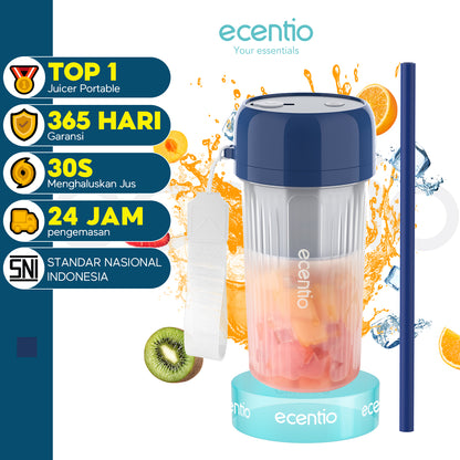 ecentio juicer jus 350ml 12 pisau dengan sedotan portable blender mini