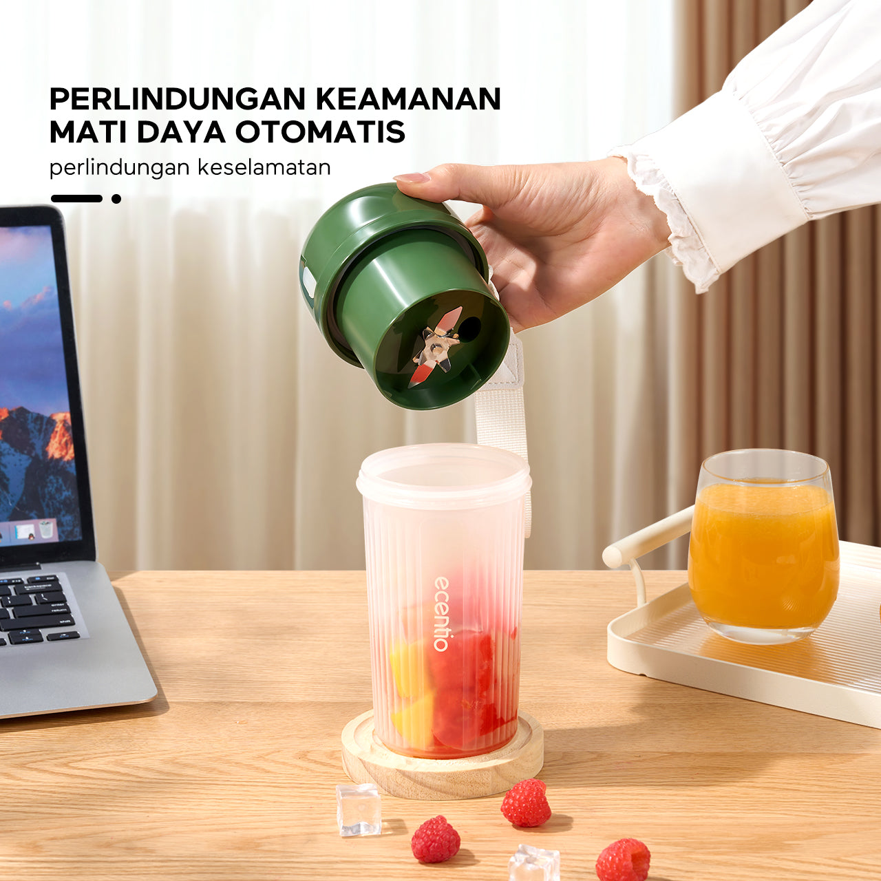 【GARANSI 12 BULAN】ecentio juicer jus 350ml 12 pisau Produk baru pada 2024 dengan sedotan portable blender mini