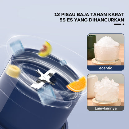 【GARANSI 12 BULAN】ecentio juicer jus 350ml 12 pisau Produk baru pada 2024 dengan sedotan portable blender mini