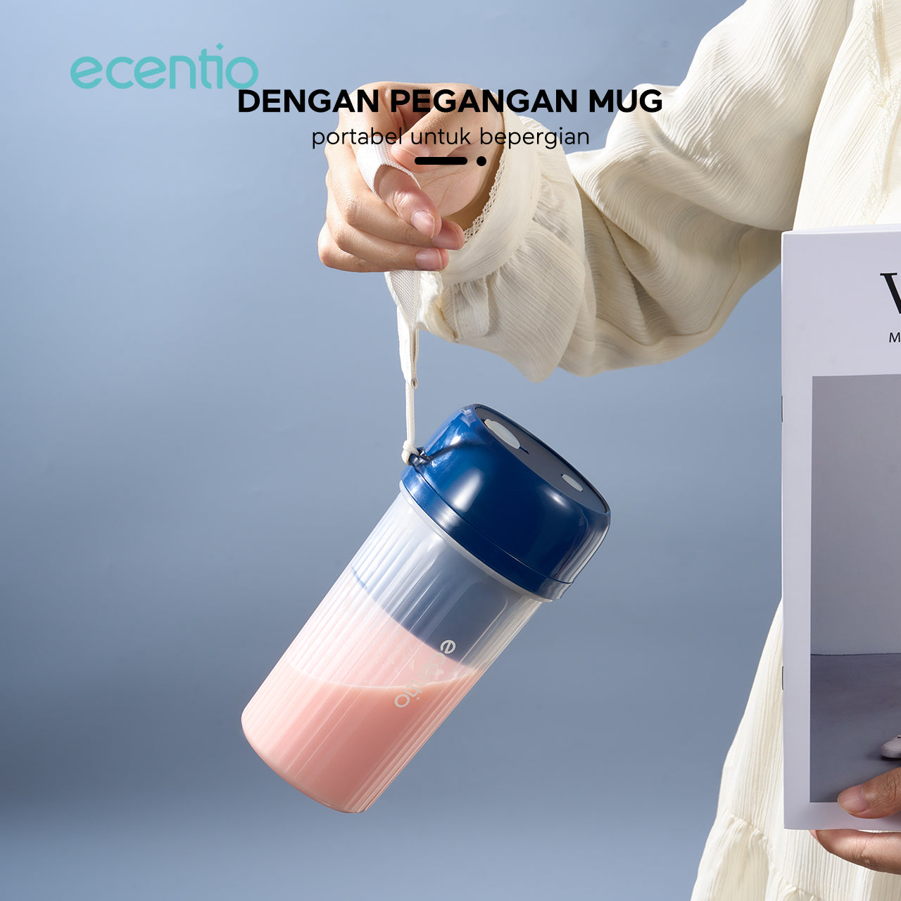 ecentio juicer jus 350ml 12 pisau dengan sedotan portable blender mini