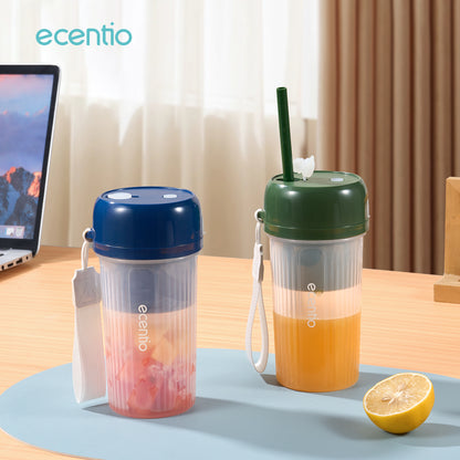 ecentio juicer jus 350ml 12 pisau dengan sedotan portable blender mini