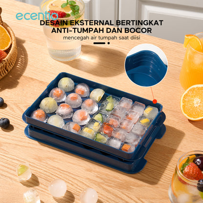 【🌟Pre-Order】ecentio Cetakan Es Batu 32 Kompartemen DIY (2-in-1 Persegi + Bulat)