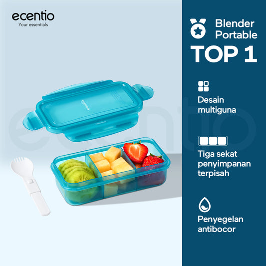 ecentio tempat makan Satu kotak untuk berbagai keperluan Desain Berbagian420ml+420ml+420ml  Hindari Bahan Makanan Saling Menyerap Rasa PENYEGELAN DAN ANTIBOCOR Membawa dengan percaya diri 3 color