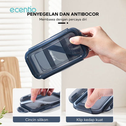 ecentio tempat makan Satu kotak untuk berbagai keperluan Desain Berbagian420ml+420ml+420ml  Hindari Bahan Makanan Saling Menyerap Rasa PENYEGELAN DAN ANTIBOCOR Membawa dengan percaya diri