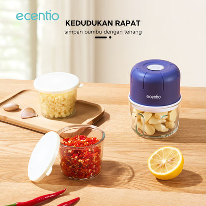 ecentio Kaca Food Container 200ml Simpan Rempah/Bawang Tumbuk/MPASI Bayi, Wadah Kaca Tahan Freezer-Microwave