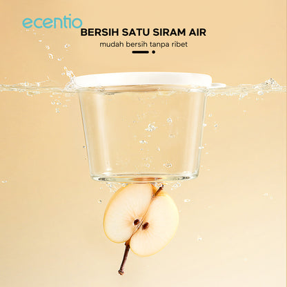 ecentio Kaca Food Container 200ml Simpan Rempah/Bawang Tumbuk/MPASI Bayi, Wadah Kaca Tahan Freezer-Microwave