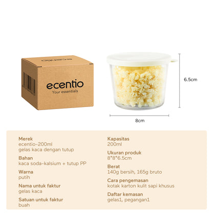 ecentio Ramadhan Kitchen Hampers — Glass Container 3pcs + Gelas Kaca + Label Morandi