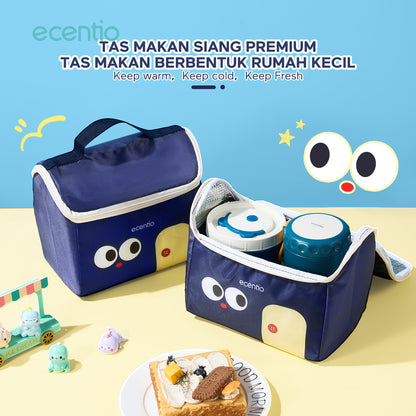 ecentio lunch bag besar Desain Orisinil tas bekal anak sekolah lucu aesthetic portable Bahan tahan air + aluminium foil EPE berinsulasi