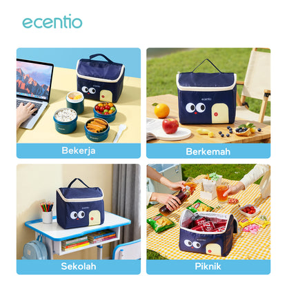 ecentio lunch bag besar Desain Orisinil tas bekal anak sekolah lucu aesthetic portable Bahan tahan air + aluminium foil EPE berinsulasi