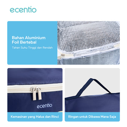 ecentio lunch bag besar Desain Orisinil tas bekal anak sekolah lucu aesthetic portable Bahan tahan air + aluminium foil EPE berinsulasi
