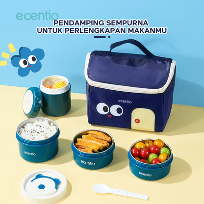 ecentio lunch bag besar Desain Orisinil tas bekal anak sekolah lucu aesthetic portable Bahan tahan air + aluminium foil EPE berinsulasi