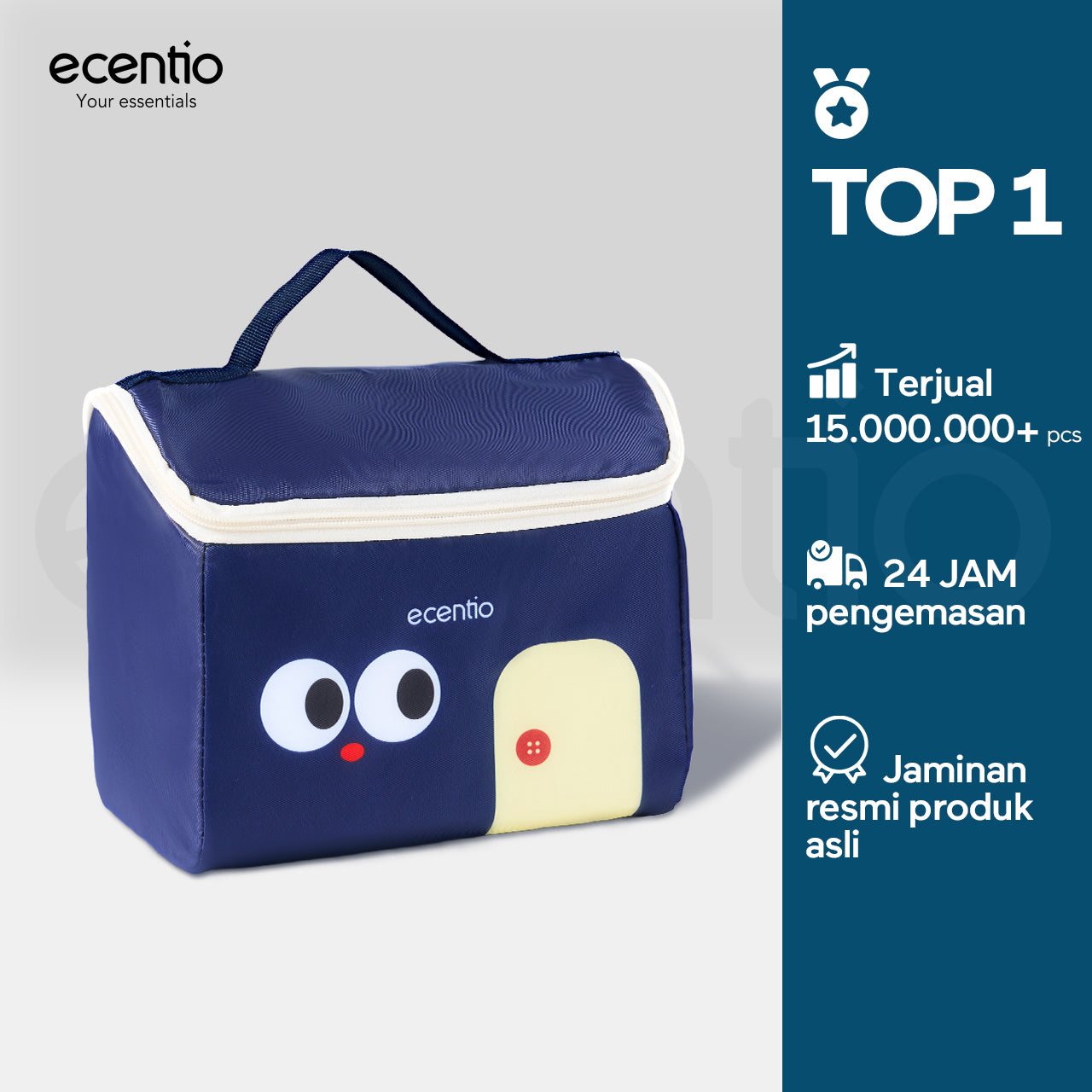 ecentio lunch bag besar Desain Orisinil tas bekal anak sekolah lucu aesthetic portable Bahan tahan air + aluminium foil EPE berinsulasi
