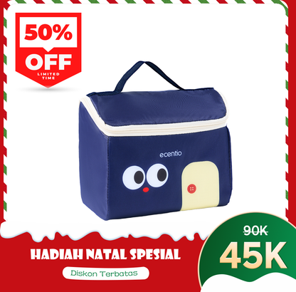 ecentio lunch bag besar Desain Orisinil tas bekal anak sekolah lucu aesthetic portable Bahan tahan air + aluminium foil EPE berinsulasi