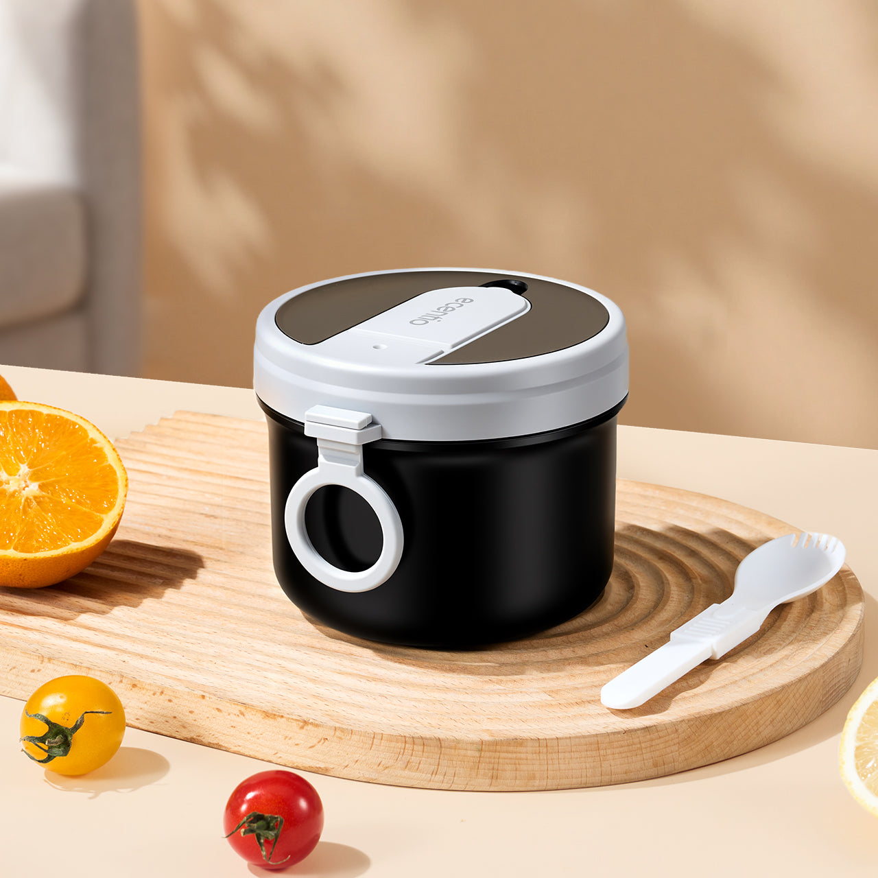 ecentio Soup pot 304 stainless steel Hitam 640ml Mangkuk serbaguna Peralatan Dapur untuk Keluarga