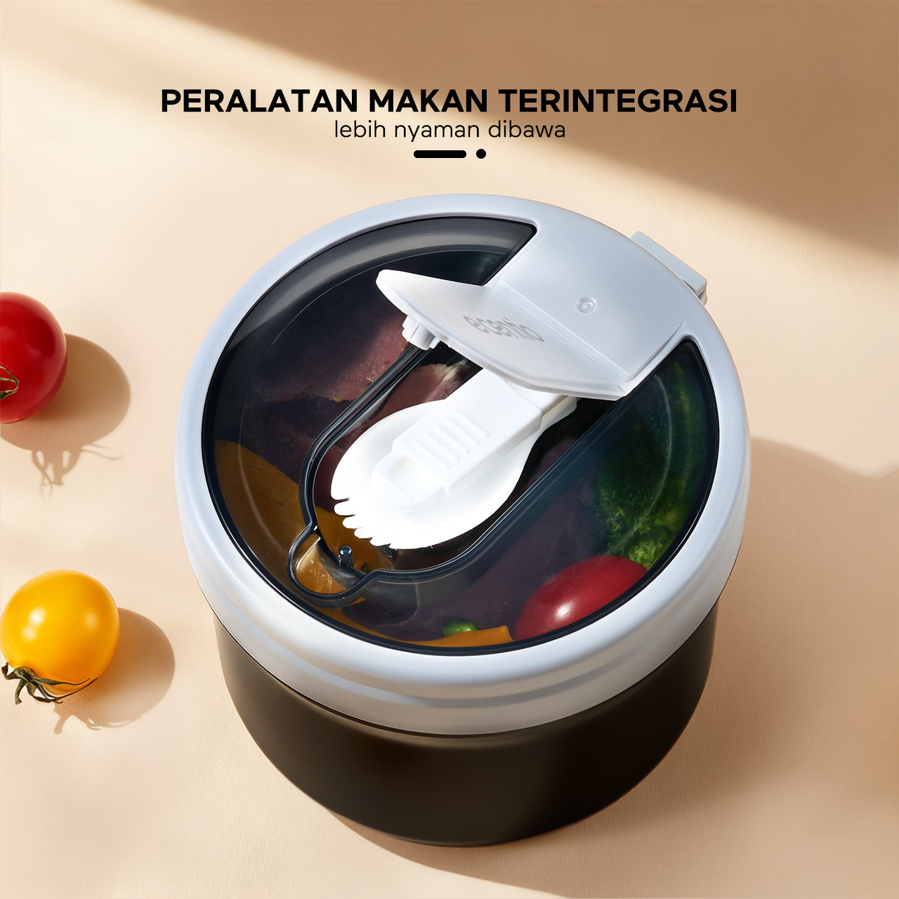 ecentio Soup pot 304 stainless steel Hitam 640ml Mangkuk serbaguna Peralatan Dapur untuk Keluarga
