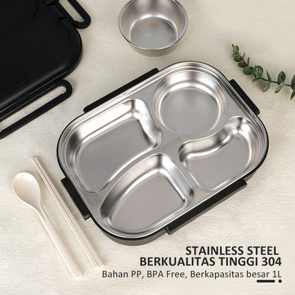 ecentio lunch box Kotak Makan stainless steel 1000ml Tas Bekal set
