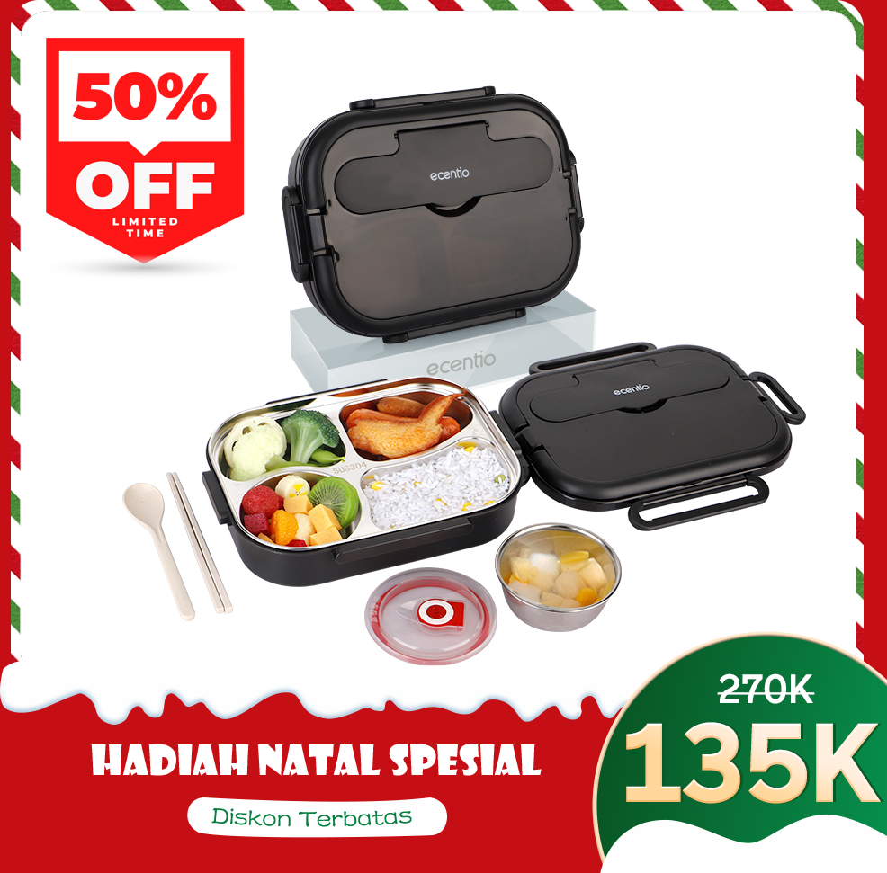 ecentio Anti Tumpah 1000ml tempat makan kotak makan 304 Stainless steel