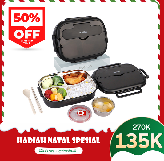 ecentio Anti Tumpah 1000ml tempat makan kotak makan 304 Stainless steel