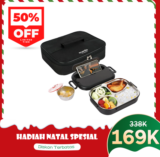 ecentio Anti Tumpah lunch box Kotak Makan stainless steel 1000ml Tas Bekal set