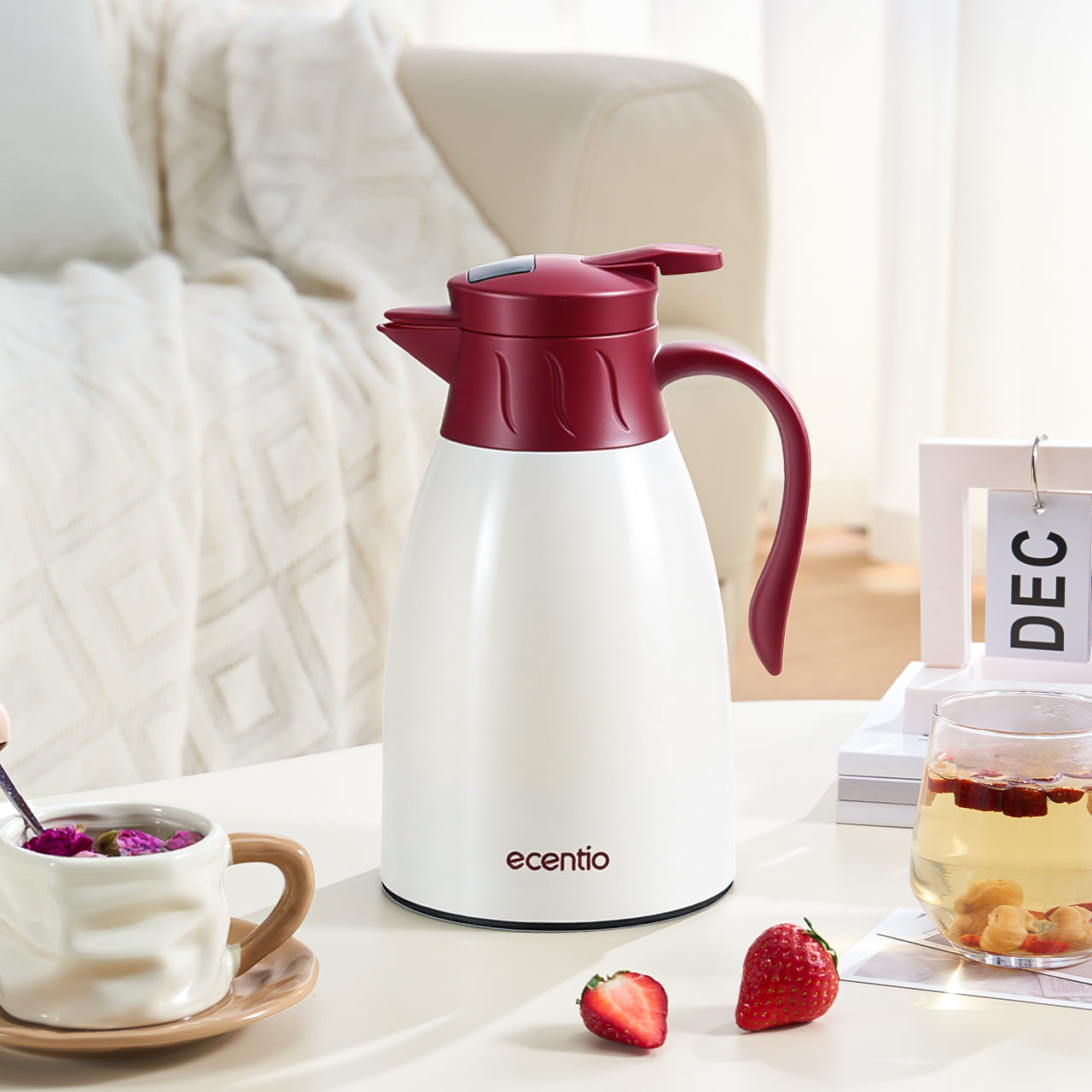 ecentio LED termos air panas Dingin 24 Jam 1L termos Air Panas Bayi Buat Susu aesthetic portable termos air panas pencet termos es batu tahan lama