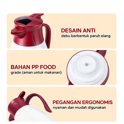 ecentio LED termos air panas Dingin 24 Jam 1L termos Air Panas Bayi Buat Susu aesthetic portable termos air panas pencet termos es batu tahan lama