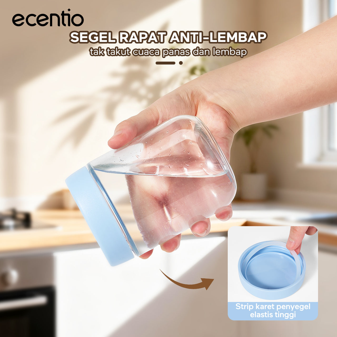 ecentio Paket Hemat Dapur & Minum｜Toples Kaca 6pcs + Botol Minum Aluminium 750ml + Label Morandi