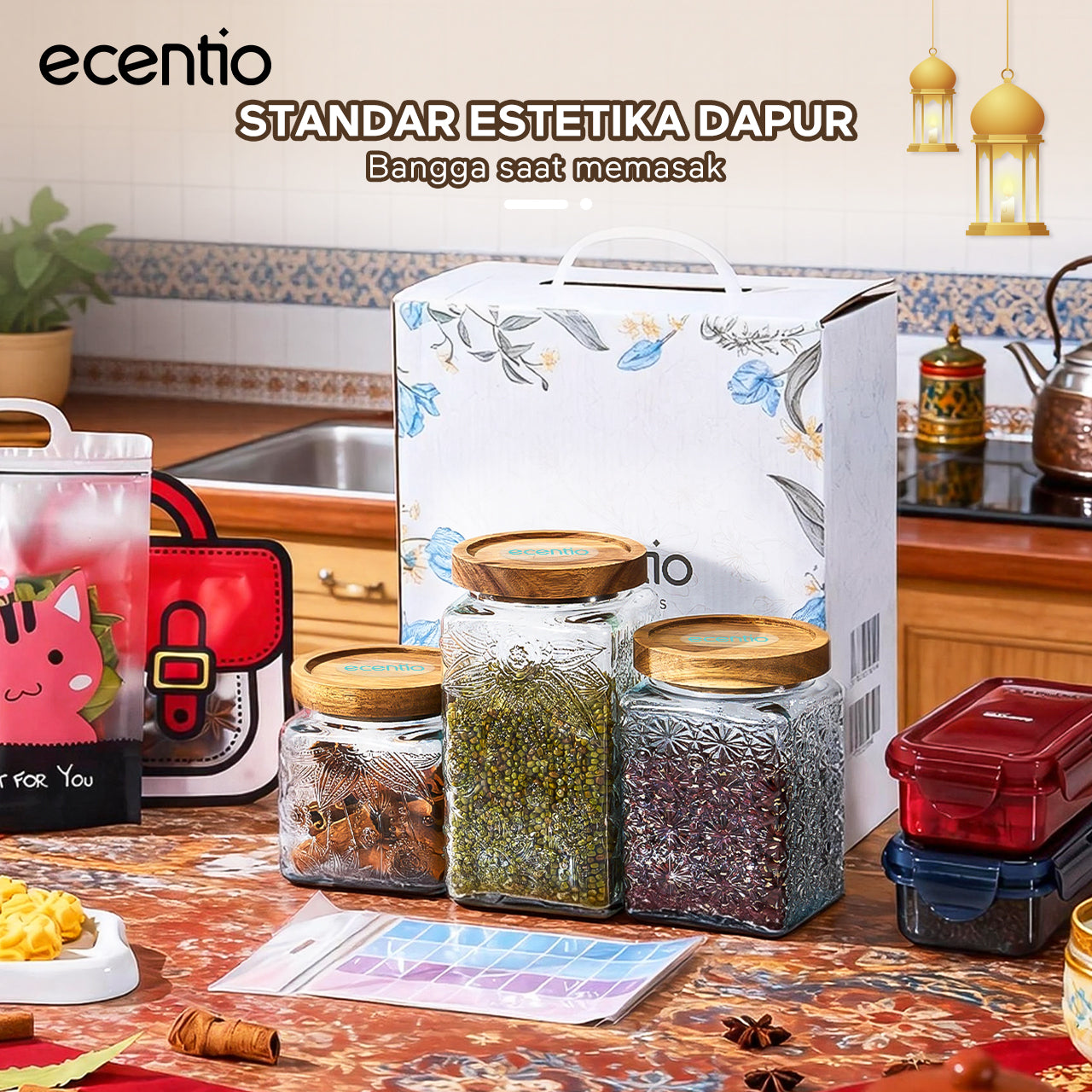 [NEW] ecentio Toples Mewah Aesthetic ramadan Emas Kaca Ukuran Besar