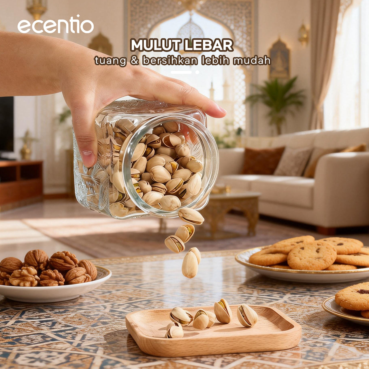 [NEW] ecentio Toples Mewah Aesthetic ramadan Emas Kaca Ukuran Besar