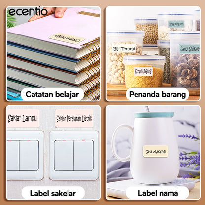 ecentio Paket Hemat Dapur & Minum｜Toples Kaca 6pcs + Botol Minum Aluminium 750ml + Label Morandi