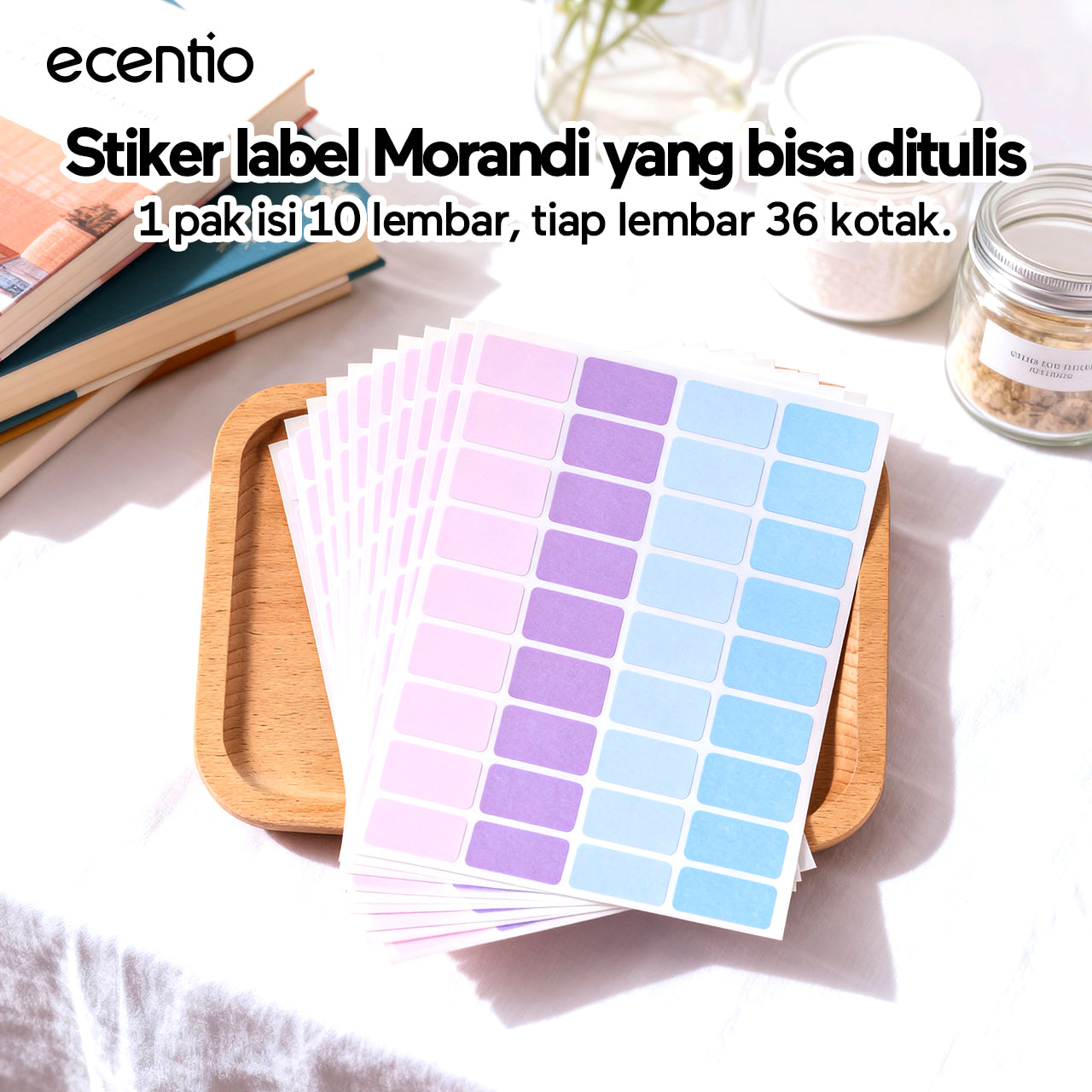 ecentio Paket Hemat Dapur & Minum｜Toples Kaca 6pcs + Botol Minum Aluminium 750ml + Label Morandi