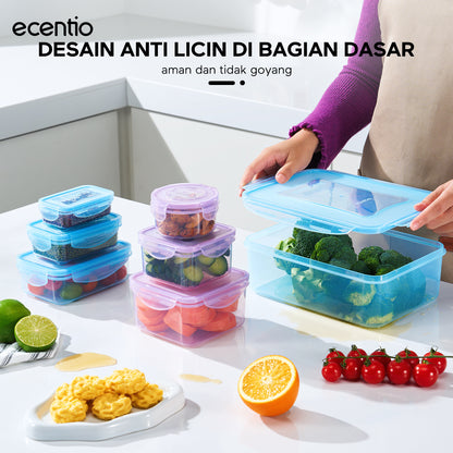 ecentio Ramadhan Kitchen Gift Set — Set Kotak Makan Anti Bocor 7pcs + Alat Penumbuk Bawang + Wajan Anti Lengket 16cm + Spatula & Sendok Silikon