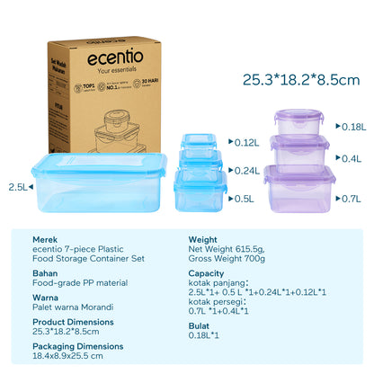 ecentio Ramadhan Kitchen Gift Set — Set Kotak Makan Anti Bocor 7pcs + Alat Penumbuk Bawang + Wajan Anti Lengket 16cm + Spatula & Sendok Silikon