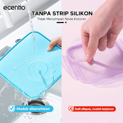 ecentio Set Toples Plastik Bening  BPA Free Tumpuk Hemat Ruang untuk Keluarga Sahur Buka Puasa, Kedap Udara Kunci Kesegaran Makanan food container, toples lebaran aesthetic