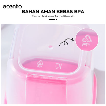 ecentio Set Toples Plastik Bening  BPA Free Tumpuk Hemat Ruang untuk Keluarga Sahur Buka Puasa, Kedap Udara Kunci Kesegaran Makanan food container, toples lebaran aesthetic