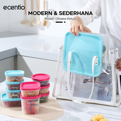 ecentio Set Toples Plastik Bening  BPA Free Tumpuk Hemat Ruang untuk Keluarga Sahur Buka Puasa, Kedap Udara Kunci Kesegaran Makanan food container, toples lebaran aesthetic