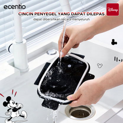 ecentio Food Container Mickey Mouse 3pcs & Tas Portable,410ml+700ml+1050ml Toples Kaca Mudah Dibersihkan,Tas Penyimpanan Portabel Kapasitas Besar,toples lebaran aesthetic Cocok untuk bekal makanan