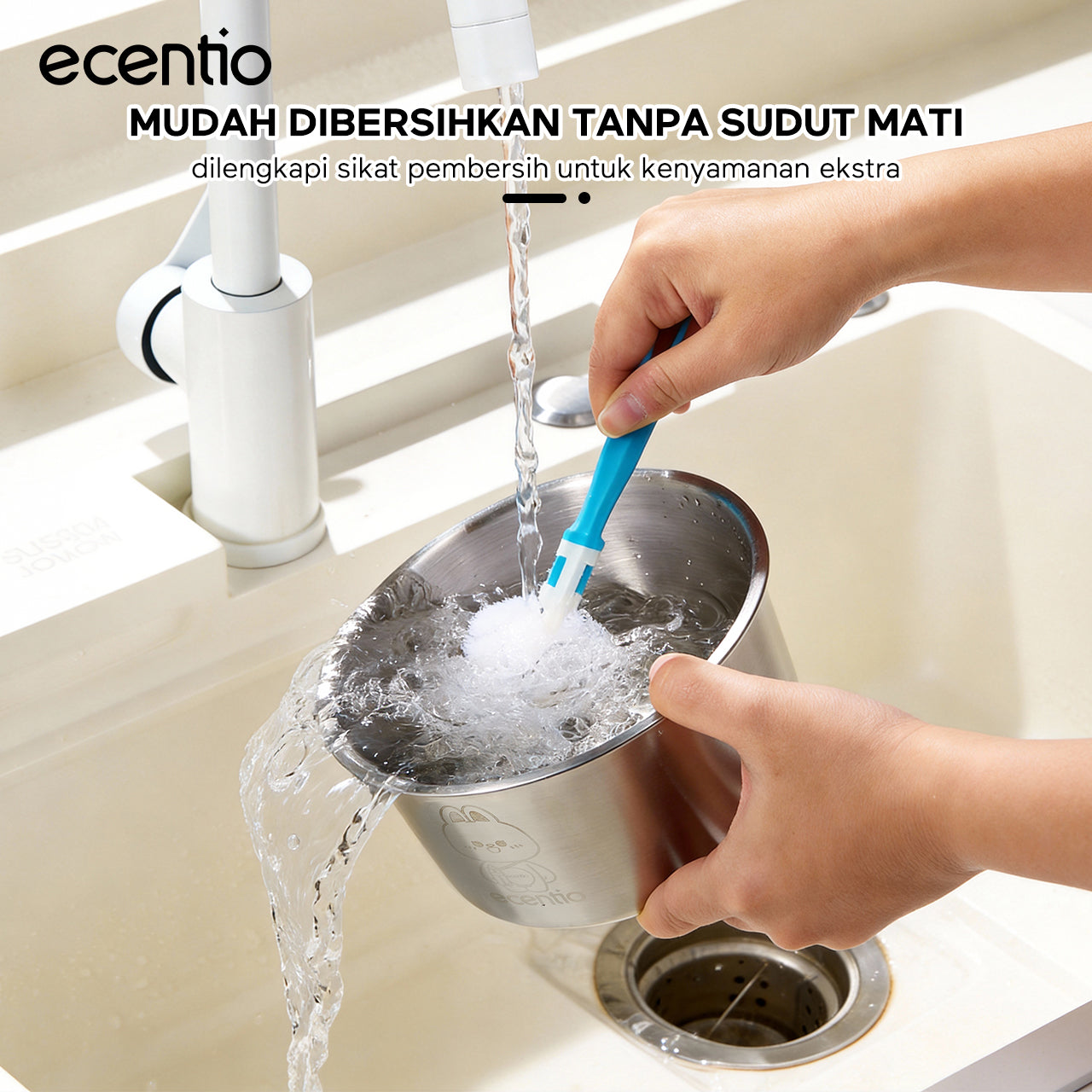 ecentio wadah makanan stainless steel 304 food-grade set 3 buah segel 360° jaga kesegaran mudah dicuci untuk pengguna sehari-hari dan bebal kerja