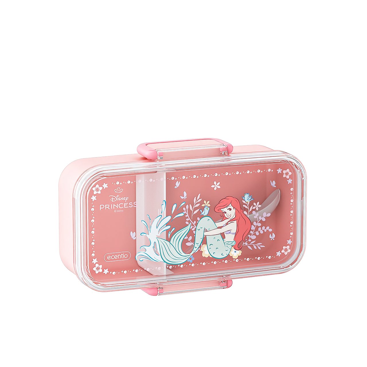 [Back To School] ecentio × Disney Princess Ariel Botol Minum & Kotak Makan Anak Anti Tumpah Lunch Box Snack box Free Sendok Tas Bekal BPA Free Tahan Panas - PO 11 June