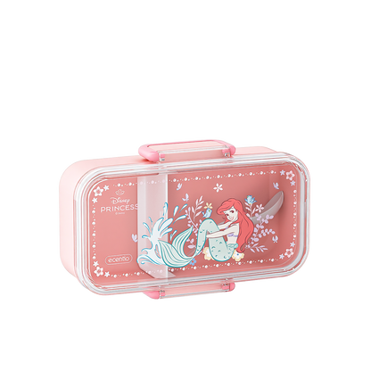 [Back To School] ecentio × Disney Princess Ariel Botol Minum & Kotak Makan Anak Anti Tumpah Lunch Box Snack box Free Sendok Tas Bekal BPA Free Tahan Panas - PO 11 June