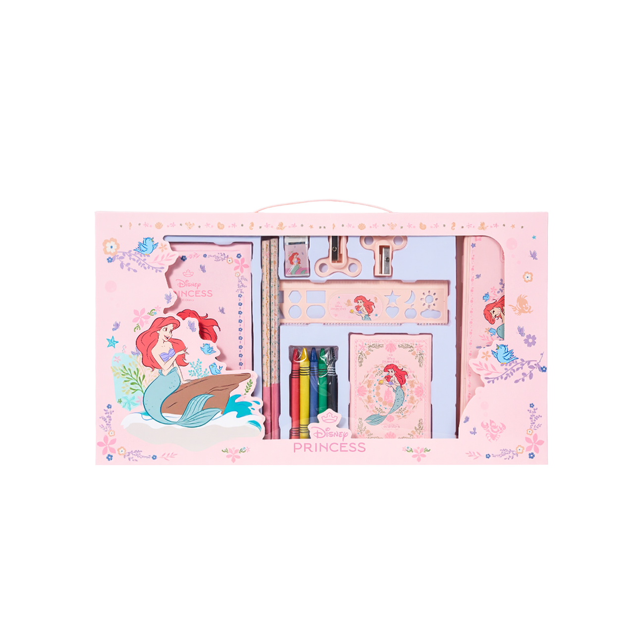 [Back To School] ecentio × Disney Princess Ariel Botol Minum & Kotak Makan Anak Anti Tumpah Lunch Box Snack box Free Sendok Tas Bekal BPA Free Tahan Panas - PO 11 June