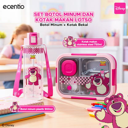 [Back To School] ecentio Kotak Makan Anak Lotso Set Bekal Sekolah Lunch Box Stainless 750ml Botol Minum 900ml Tas Bekal BPA Free Tempat Makan Anak