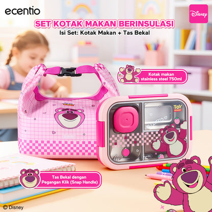 [Back To School] ecentio Kotak Makan Anak Lotso Set Bekal Sekolah Lunch Box Stainless 750ml Botol Minum 900ml Tas Bekal BPA Free Tempat Makan Anak