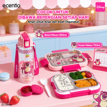[Back To School] ecentio Kotak Makan Anak Lotso Set Bekal Sekolah Lunch Box Stainless 750ml Botol Minum 900ml Tas Bekal BPA Free Tempat Makan Anak