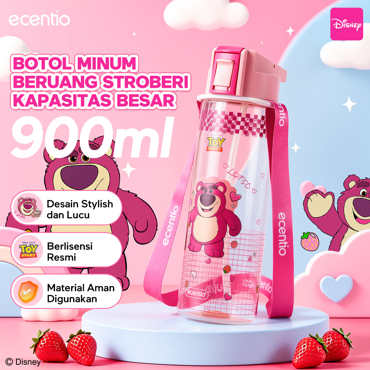 [Back To School] ecentio Kotak Makan Anak Lotso Set Bekal Sekolah Lunch Box Stainless 750ml Botol Minum 900ml Tas Bekal BPA Free Tempat Makan Anak