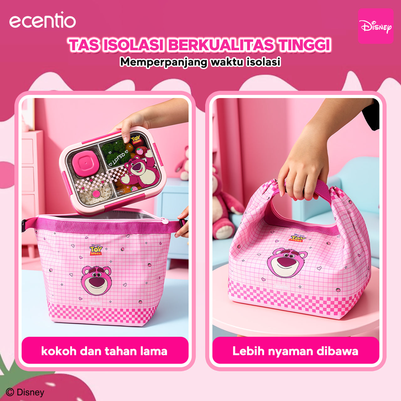 [Back To School] ecentio Kotak Makan Anak Lotso Set Bekal Sekolah Lunch Box Stainless 750ml Botol Minum 900ml Tas Bekal BPA Free Tempat Makan Anak