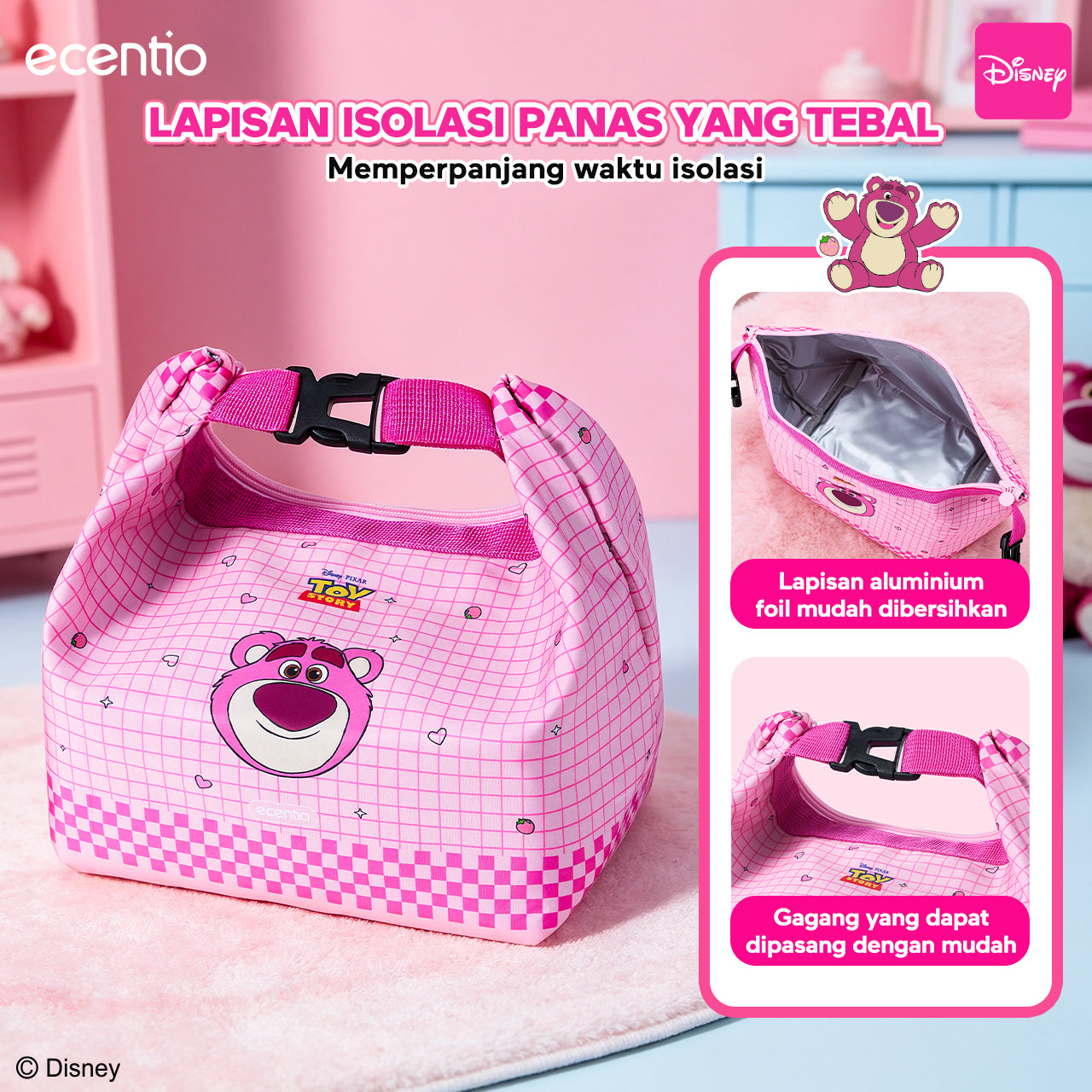 [Back To School] ecentio Kotak Makan Anak Lotso Set Bekal Sekolah Lunch Box Stainless 750ml Botol Minum 900ml Tas Bekal BPA Free Tempat Makan Anak