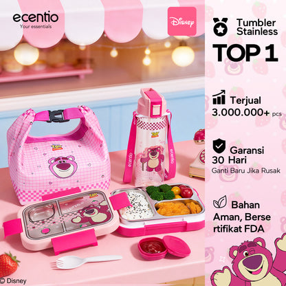 [Back To School] ecentio Kotak Makan Anak Lotso Set Bekal Sekolah Lunch Box Stainless 750ml Botol Minum 900ml Tas Bekal BPA Free Tempat Makan Anak