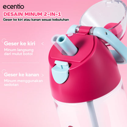 ecentio Tumbler Stainless anak 550ml/750ml Portable Thermos Botol Minum Besar Dengan Tas Tahan Panas Dingin 24 Jam Aesthetic Lucu Termos Air Panas Kopi Dengan Sedotan Cocok Untuk Sekolah Anak Laki-Laki