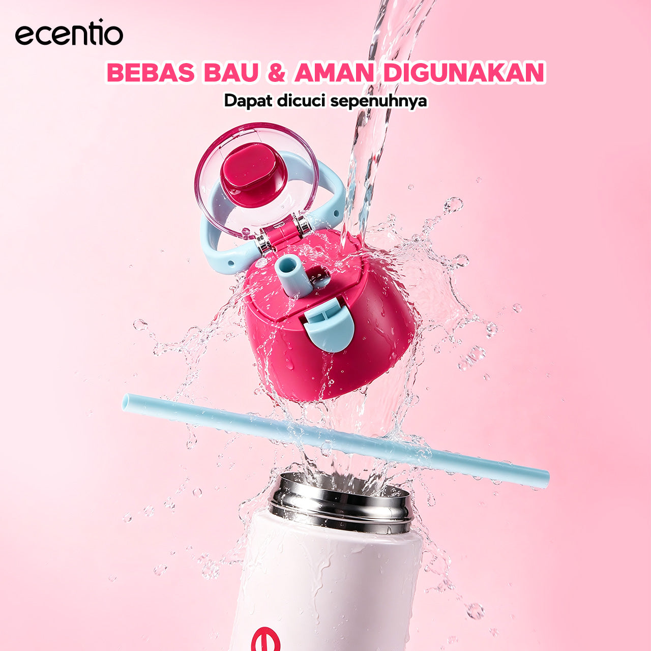 ecentio Tumbler Stainless anak 550ml/750ml Portable Thermos Botol Minum Besar Dengan Tas Tahan Panas Dingin 24 Jam Aesthetic Lucu Termos Air Panas Kopi Dengan Sedotan Cocok Untuk Sekolah Anak Laki-Laki