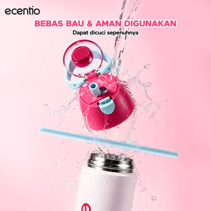 ecentio Tumbler Stainless anak 550ml/750ml Portable Thermos Botol Minum Besar Dengan Tas Tahan Panas Dingin 24 Jam Aesthetic Lucu Termos Air Panas Kopi Dengan Sedotan Cocok Untuk Sekolah Anak Laki-Laki